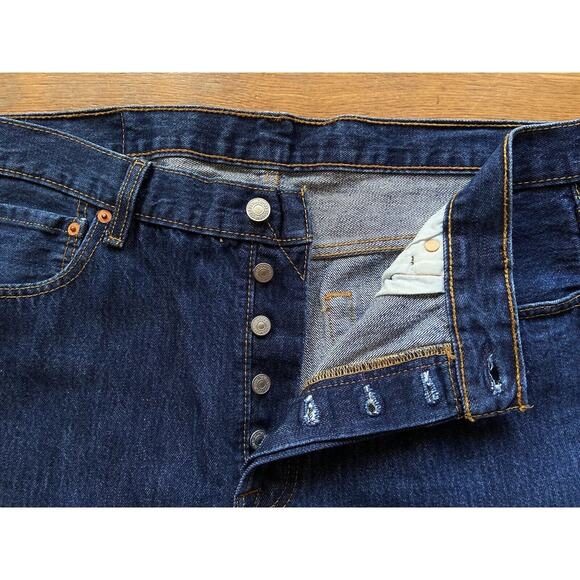 LEVI’S 501 Button-Fly Straight Leg Dark Wash Jeans sz 36x30 (Actual 36x29) - Picture 4 of 13